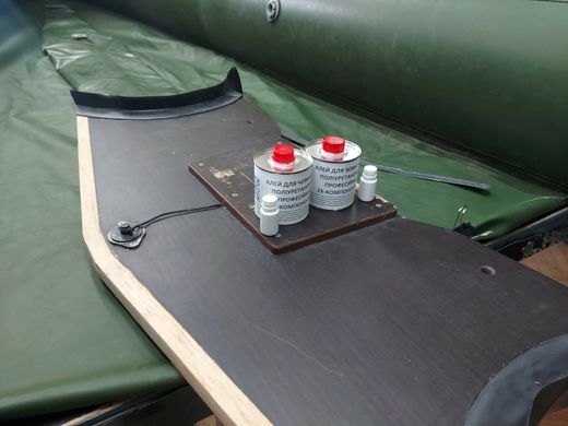 Ремонтний набір для лодок човнів Клей 2Х-компонентний 250мл + ПВХ тканина 50*50 см.
