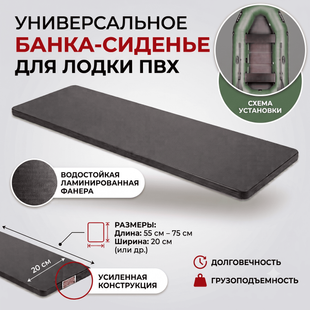 Фанерне Сидіння 55-75 см (банка) для Надувного Човна ПВХ